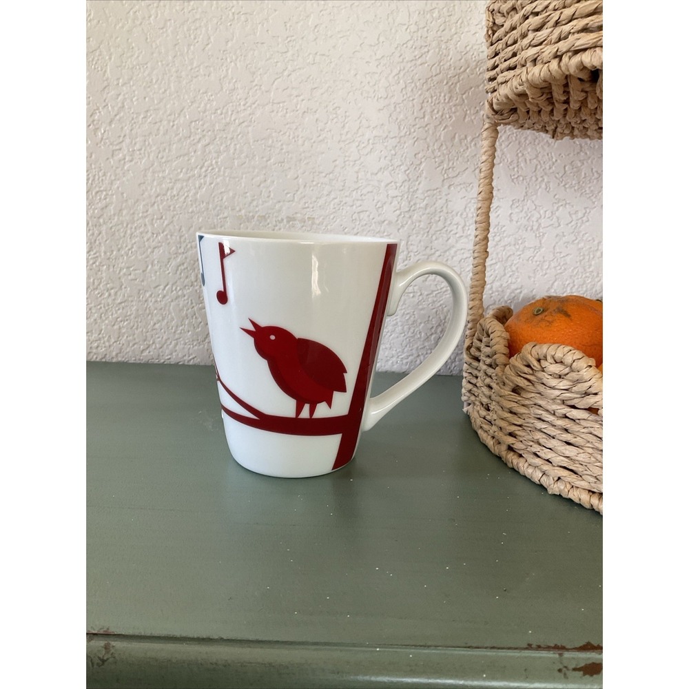 Starbucks Coffee Mug 12 oz Cup 2012‎ Singing Bird Music Notes Red White